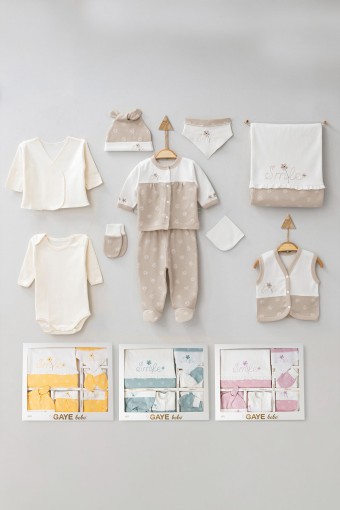 GAYE - Gaye Kız Bebek Pamuklu 10'lu Zıbın Seti Smile Yazılı (1)