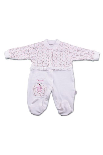 GAYE - Gaye Kız Bebek Tulum Çiçekli Tavşan - Ekru