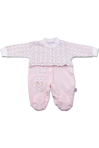 GAYE - Gaye Kız Bebek Tulum Çiçekli Tavşan - Somon