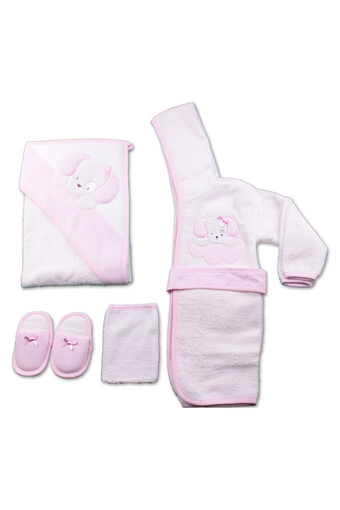 GAYE - Gaye Unisex Bebek Bornoz Seti 3'lü Köpek Desenli (1)