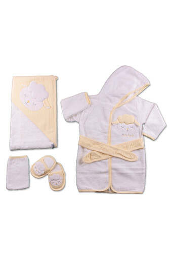 GAYE - Gaye Unisex Bebek Bornoz Seti 3'lü Kuzu Desenli (1)