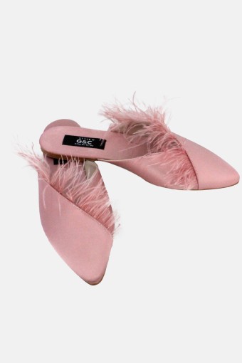 G&C - G&C Kadın Fantezi Terlik Düz Taban Sivri Burunlu Tüylü