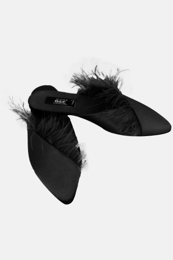 G&C - G&C Kadın Fantezi Terlik Düz Taban Sivri Burunlu Tüylü (1)
