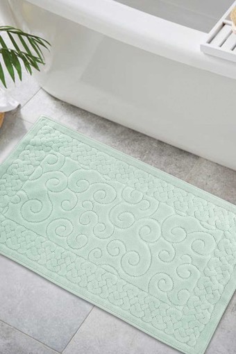 GLOBALTÜRK - Globaltürk Pamuklu Paspas Dikdörtgen Yuvarlak Çizgi Desenli 60x100