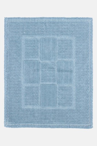 GLOBALTÜRK - Globaltürk Şönil Dikdörtgen Desenli Paspas - Mavi - 40x50 (1)