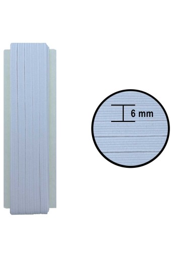 TEKİŞ - Tekiş Lastik Paça Lastiği 6mm Yassı 10 Mt - Beyaz - STD