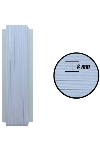 TEKİŞ - Tekiş Lastik Paça Lastiği 8mm Yassı 10 Mt - Beyaz - STD