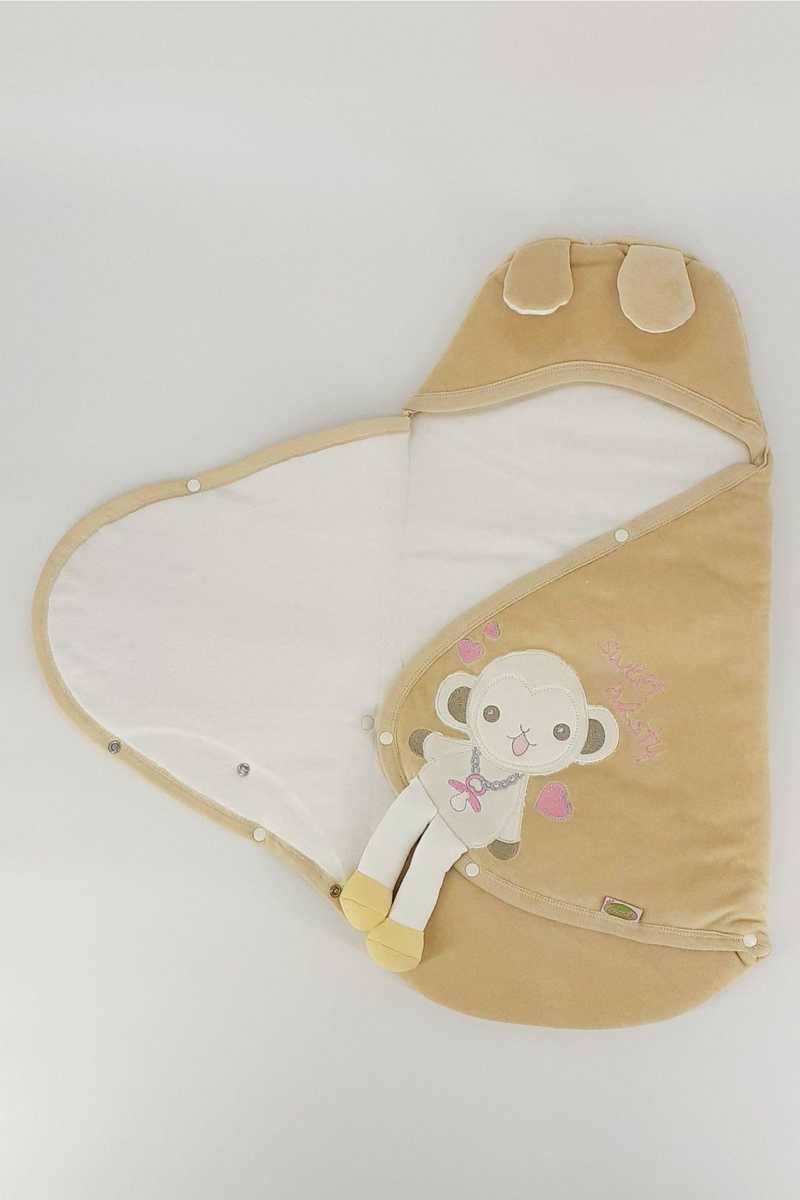 Güler Unisex Bebek Kundak Battaniye Kadife Tavşan Desenli - Thumbnail