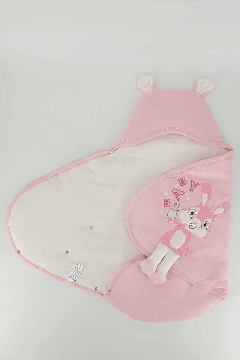 Güler Unisex Bebek Kundak Battaniye Kadife Tavşan Desenli