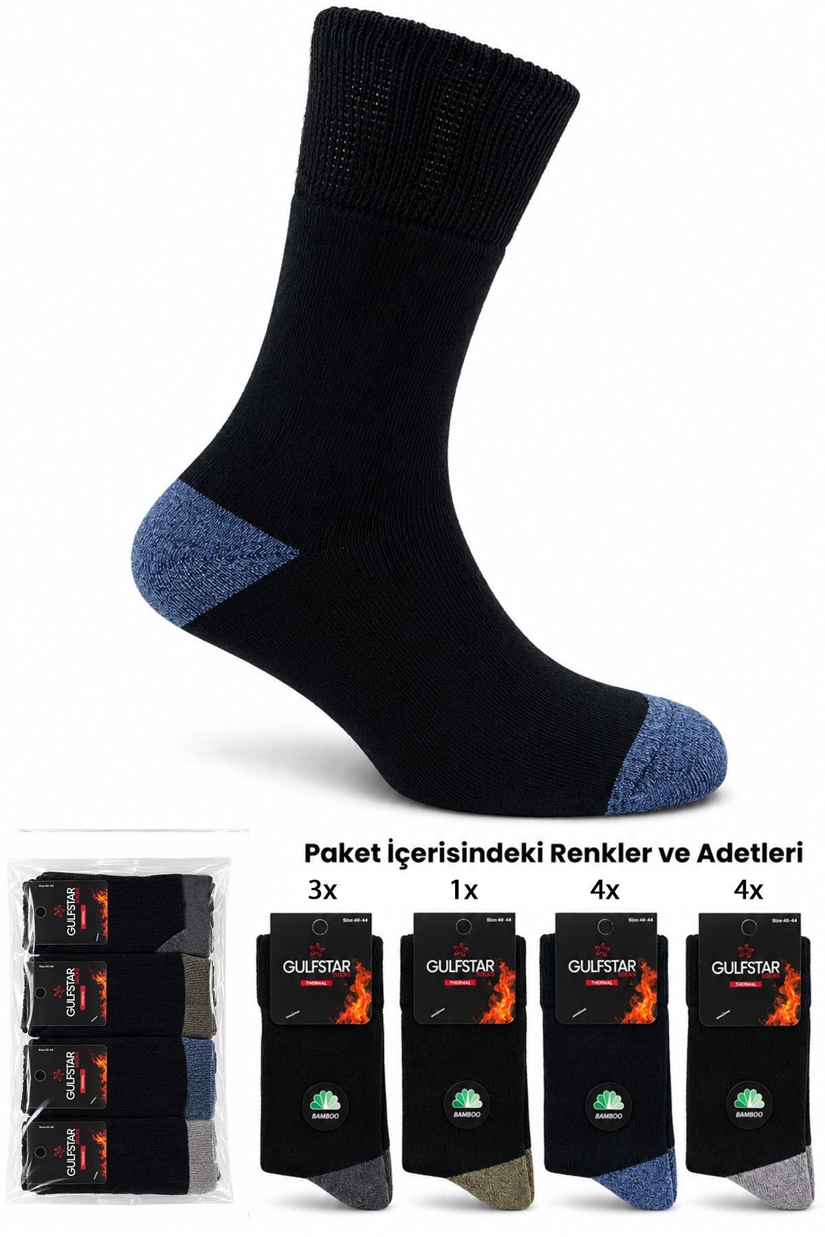 Gulfstar Erkek Bambu Termal Havlu Soket Çorap - Thumbnail