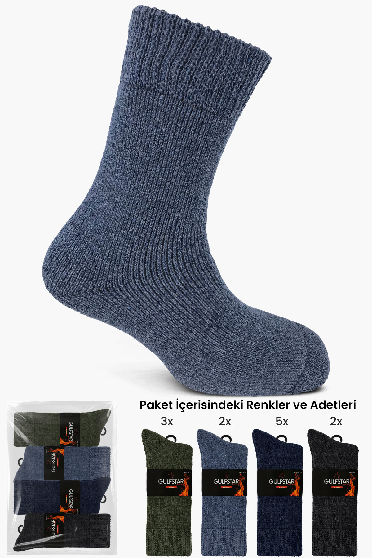 Gulfstar Erkek Soket Çorap Termal Havlu Comfort - Thumbnail