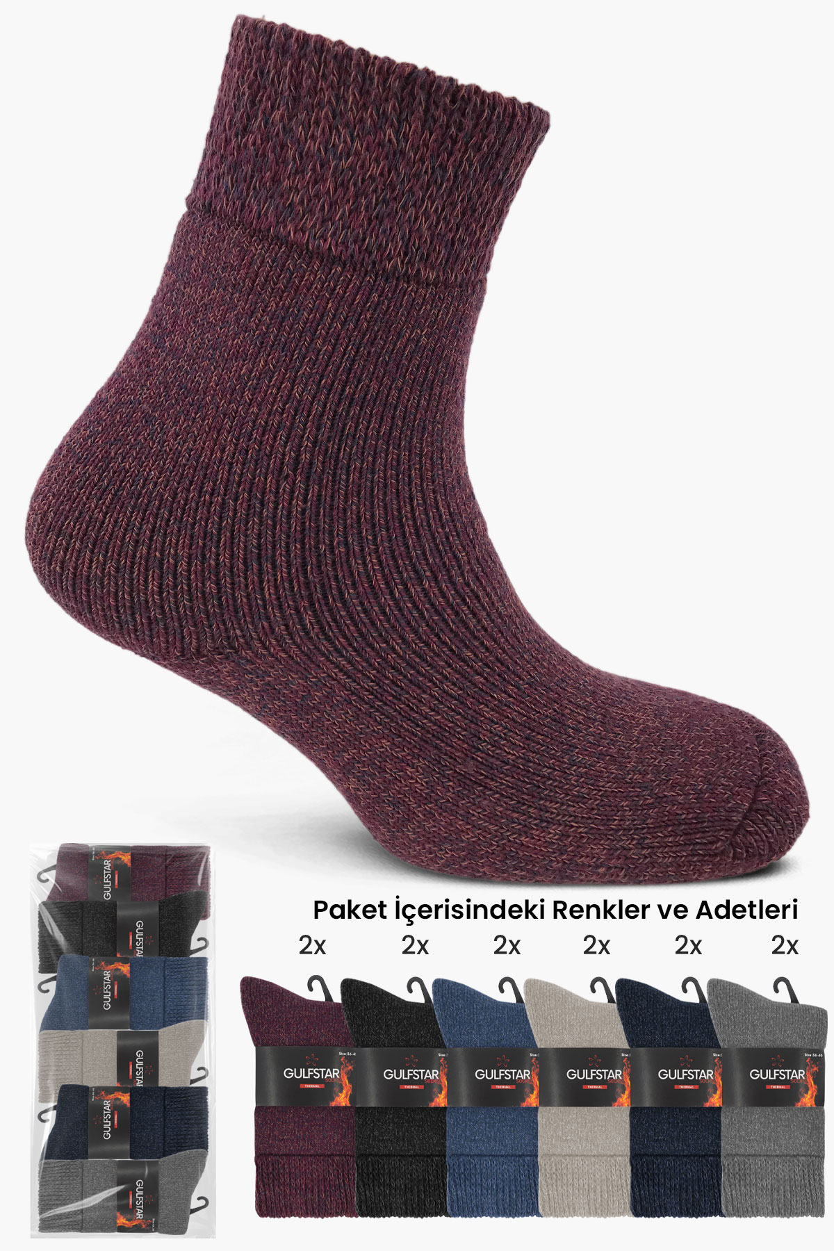 Gulfstar Kadın Soket Çorap Termal Havlu Comfort - Thumbnail