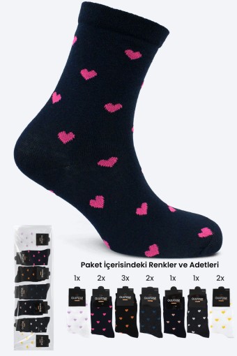 GULFSTAR ÇORAP - Gulfstar Kadın Soket Çorap Kalp Desenli (1)