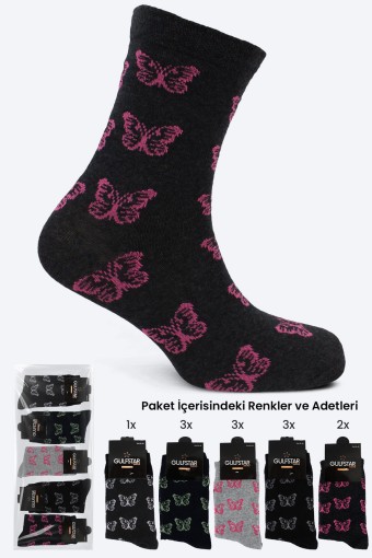 GULFSTAR ÇORAP - Gulfstar Kadın Soket Çorap Kelebek Desenli (1)