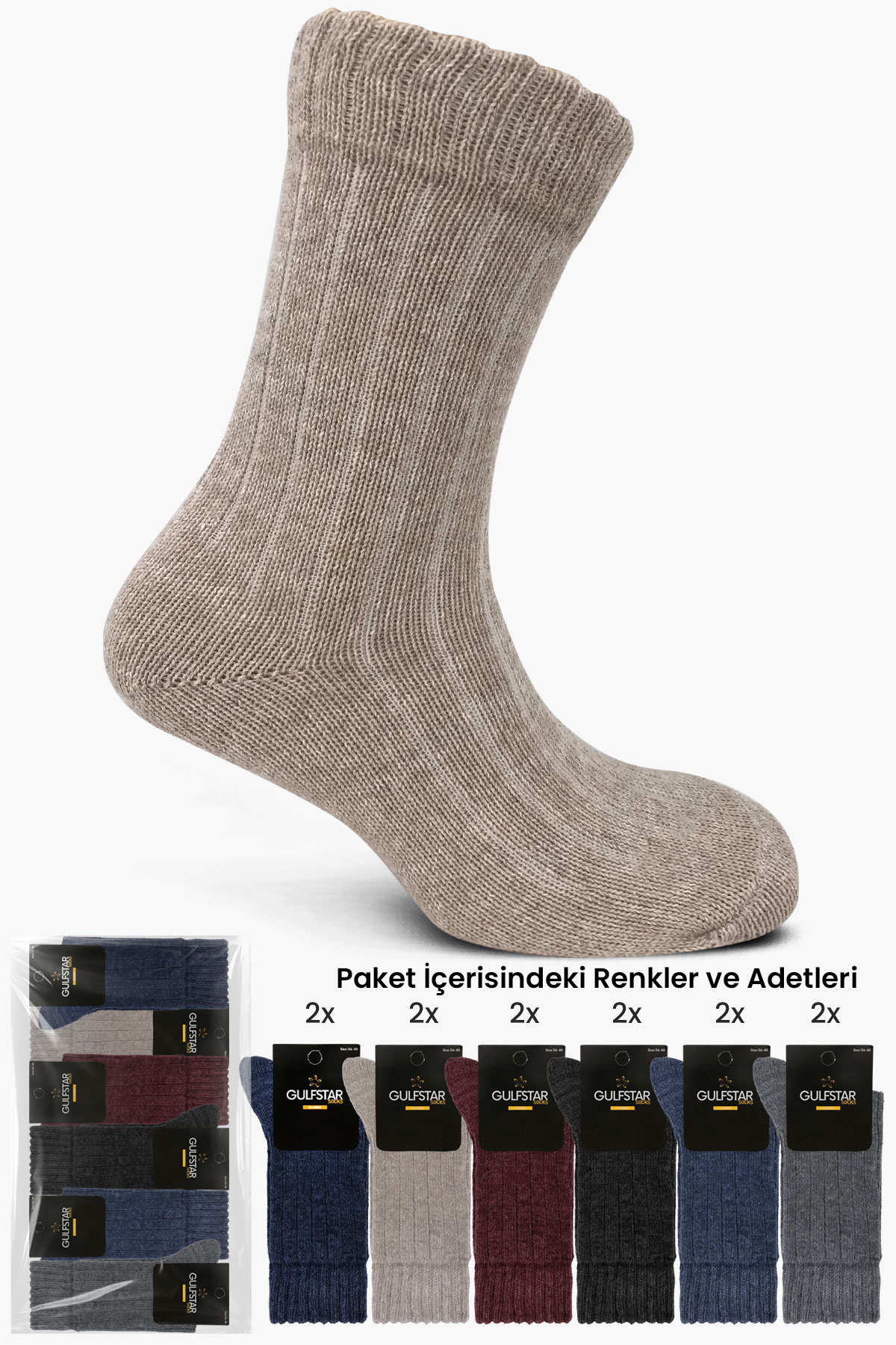 Gulfstar Kadın Soket Çorap Yünlü Kalın Derbi - Thumbnail