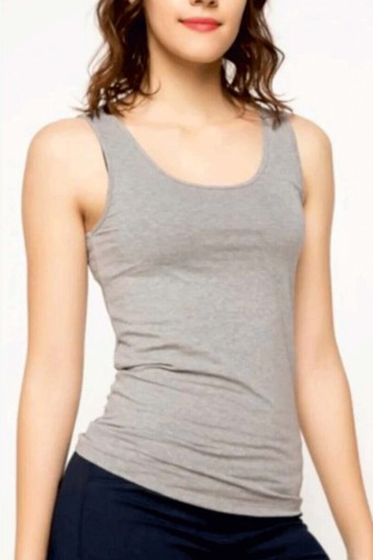 GÜMÜŞ ÇAMAŞIR - Gümüş Kadın Kalın Askılı Düz Biyeli Ribana Atlet - Gri - 1