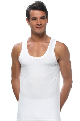 GÜMÜŞ ÇAMAŞIR - Gümüş Çamaşır Erkek Kalın Askılı Penye Atlet - Beyaz - 1