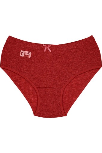 GÜMÜŞ ÇAMAŞIR - Gümüş Kadın Çizgili Pamuklu Bato Külot - Kırmızı - 2XL