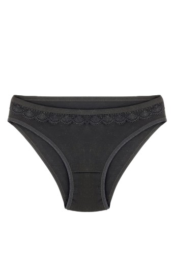 GÜMÜŞ ÇAMAŞIR - Gümüş Kadın Düz Pamuk Slip Külot Dantelli