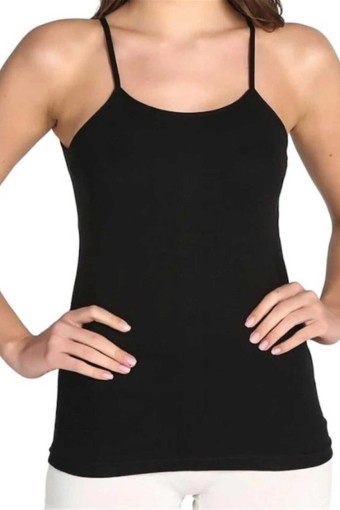 GÜMÜŞ ÇAMAŞIR - Gümüş Kadın İp Askılı Pamuk Atlet - Siyah - 3