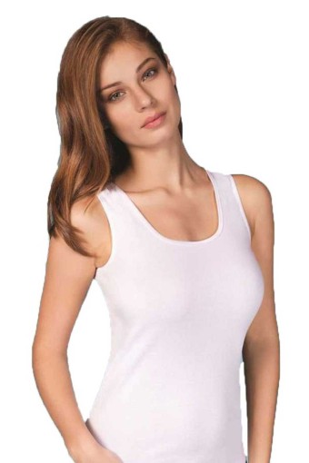 GÜMÜŞ ÇAMAŞIR - Gümüş Kadın Kalın Askılı Ribana Atlet - Beyaz - 5