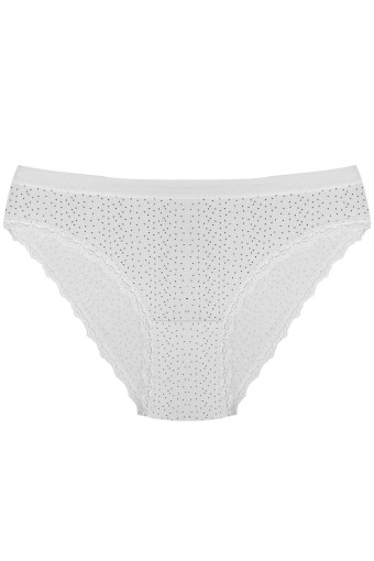 GÜMÜŞ ÇAMAŞIR - Gümüş Kadın Kenarı Dantelli Desenli Pamuk Slip Külot