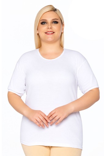 GÜMÜŞ ÇAMAŞIR - Gümüş Kadın Kollu Atlet Ribana - Beyaz - 3XL