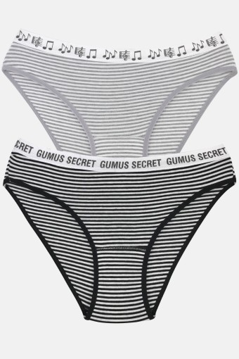 GÜMÜŞ ÇAMAŞIR - Gümüş Kadın Pamuk Slip Külot Çizgili