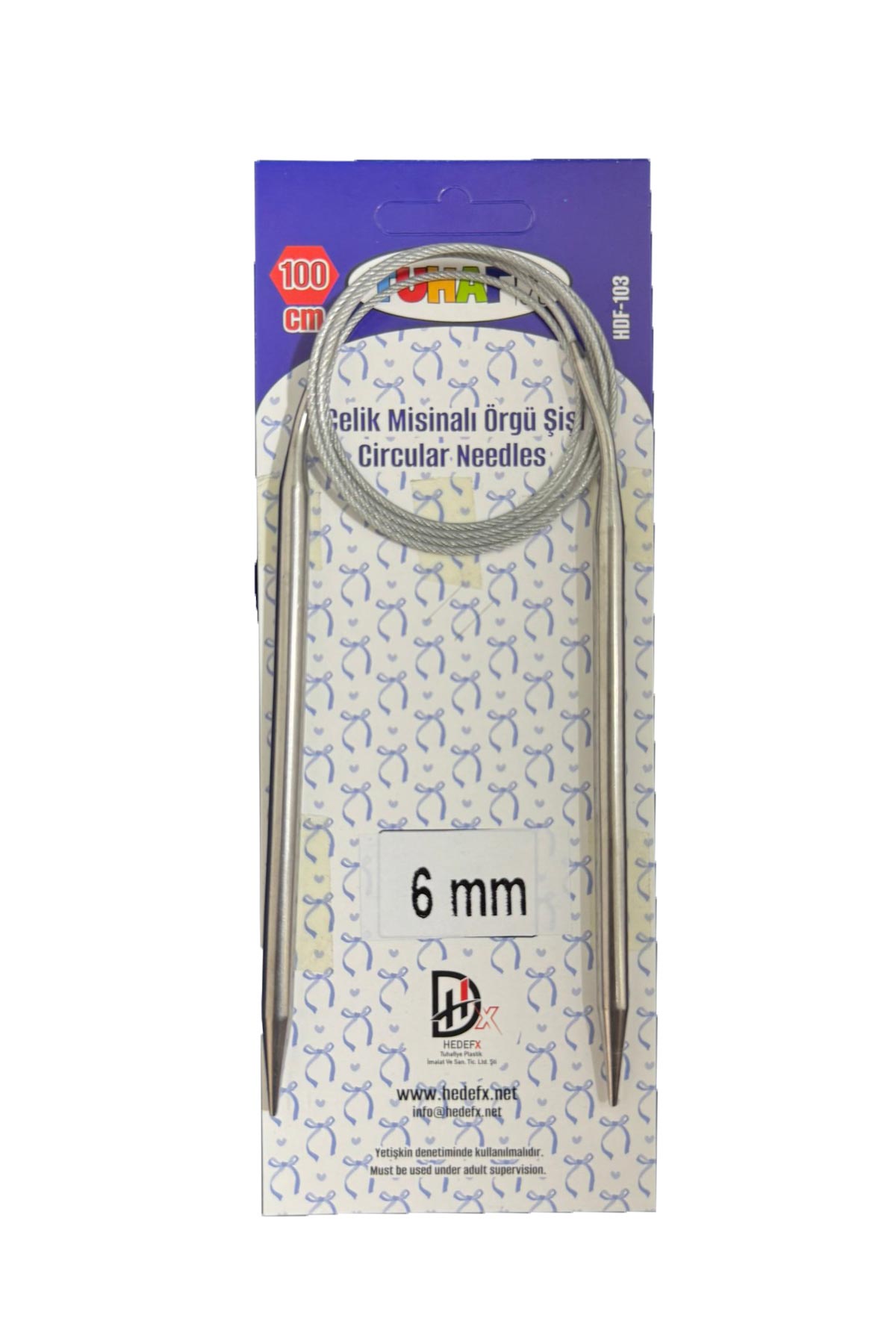 Hedefx Çelik Misinalı Örgü Şişi 100cm - Asorti - 3 - Thumbnail