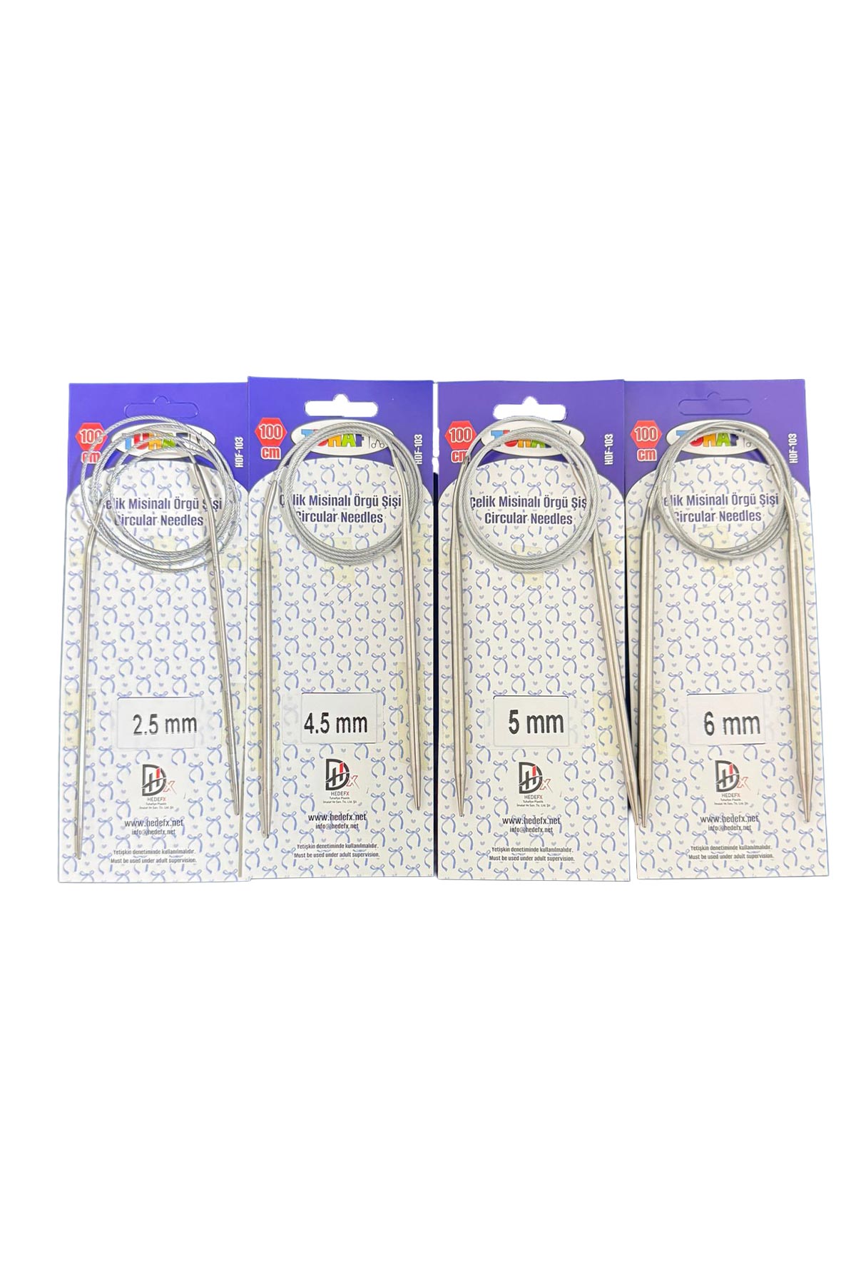 Hedefx Çelik Misinalı Örgü Şişi 100cm - Asorti - 3 - Thumbnail