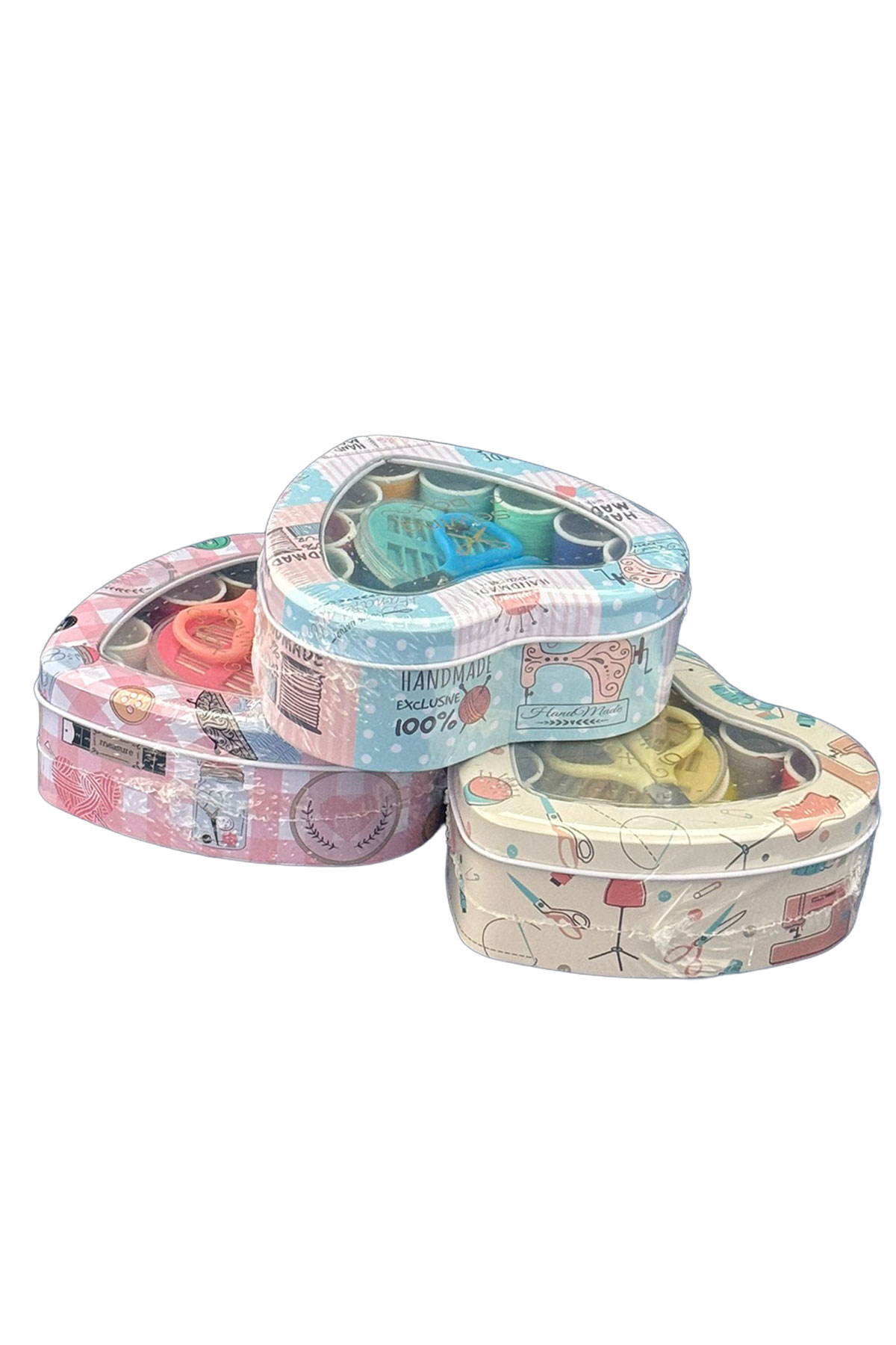 Hedefx Dikiş Seti Metal Kutulu Kalp - Thumbnail