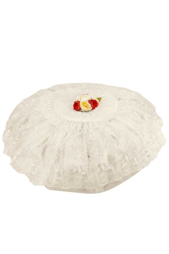 HÜMAM TEKSTİL - Hümam Bohça Yuvarlak Dantelli Güllü