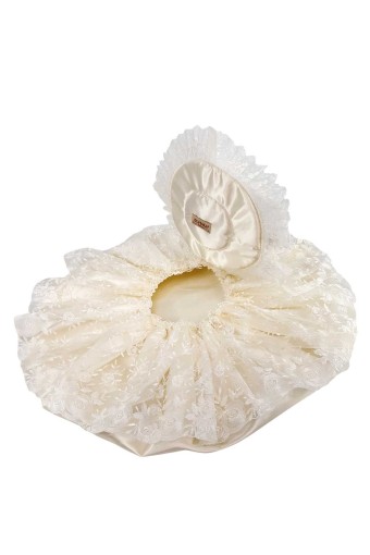 HÜMAM TEKSTİL - Hümam Bohça Yuvarlak Dantelli Güllü (1)