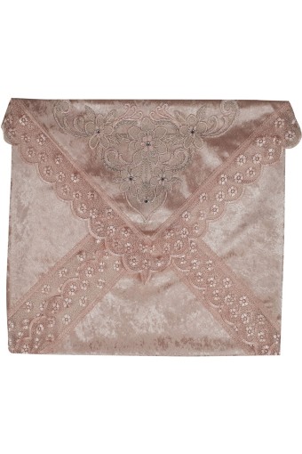 HÜMAM TEKSTİL - Hümam Kenarları Dantelli Kadife Bohça