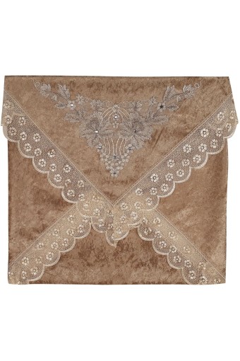 HÜMAM TEKSTİL - Hümam Kenarları Dantelli Kadife Bohça (1)