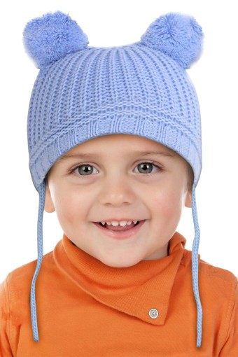 İLKCEMRE - İlkcemre Bebek Çift Ponponlu İpli Triko Bebe Bere