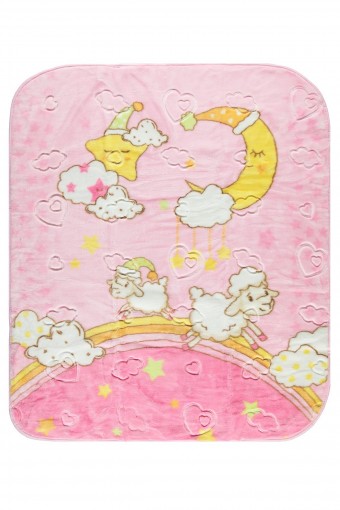 İLKCEMRE - İlkcemre Unisex Bebek Battaniye Golden Embos Renkli Peluş