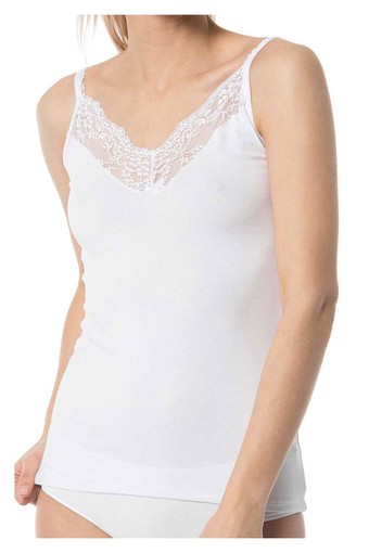 İMER - İmer Kadın İp Askılı Önü Dantelli Modal Atlet