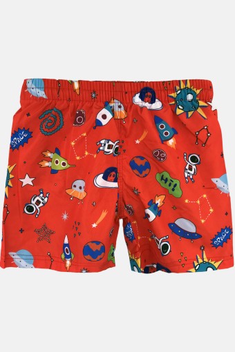 FORUM - İnan Erkek Çocuk Deniz Şortu Desenli - Nar Çiçeği