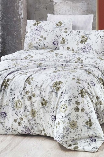 İPEXİ - İpexi Nevresim Takımı Flory Desen Çift Kişilik Kutulu Çarşaf 240x260 Nevresim 200x220 Ranforce (1)