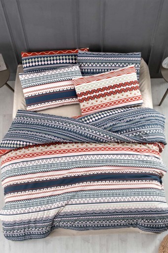 İPEXİ - İpexi Nevresim Takımı Motif Desen Çift Kişilik Kutulu Çarşaf 240x260 Nevresim 200x220 Ranforce