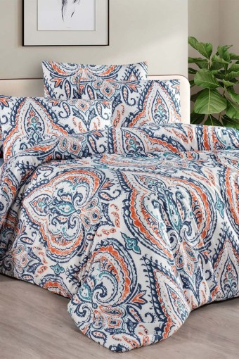 İPEXİ - İpexi Nevresim Takımı Şal Desen Çift Kişilik Kutulu Çarşaf 240x260 Nevresim 200x220
