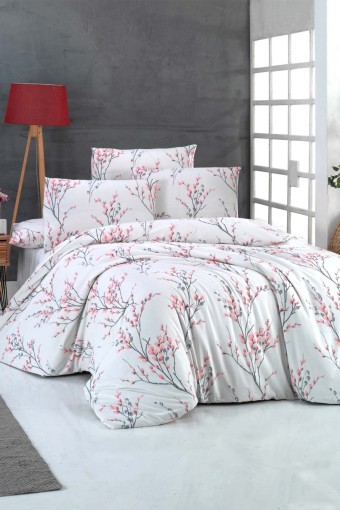 İPEXİ - İpexi Nevresim Takımı Yasemin Desen Çift Kişilik Kutulu Çarşaf 240x260 Nevresim 200x220