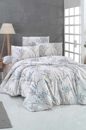 İPEXİ - İpexi Nevresim Takımı Yasemin Desen Çift Kişilik Kutulu Çarşaf 240x260 Nevresim 200x220 (1)