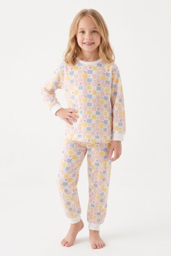 İSOBEL - İsobel Kız Çocuk Pijama Takımı Uzun Kollu Çiçek Detaylı Süprem - Çok Renkli (1)