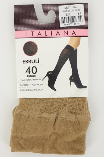 İTALİANA-DESENLİ - İtaliana Kadın İnce Dizaltı Çorap Ebruli (1)