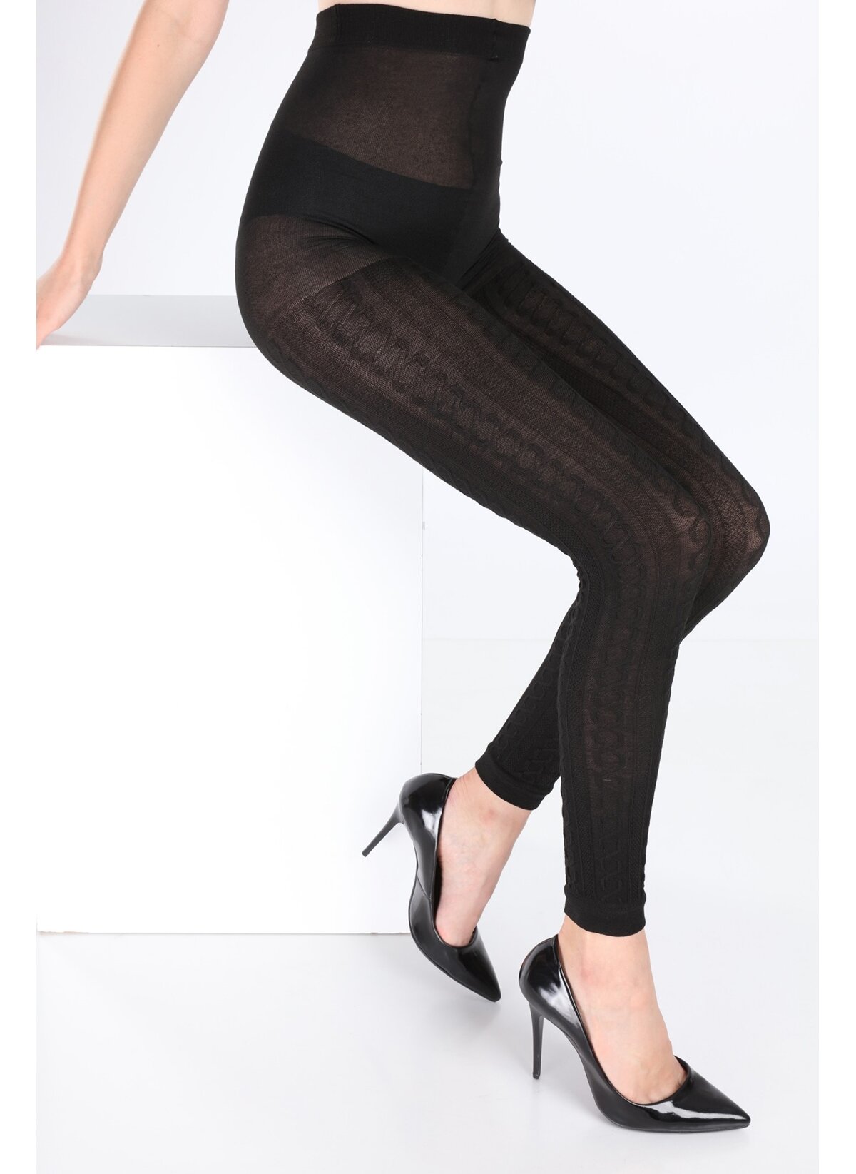 İtaliana Kadın Tayt (Çorap) Zincir Desenli - Thumbnail