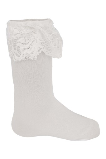 İTALİANA-DESENLİ - İtaliana Kız Çocuk Dantelli Dizaltı Çorap