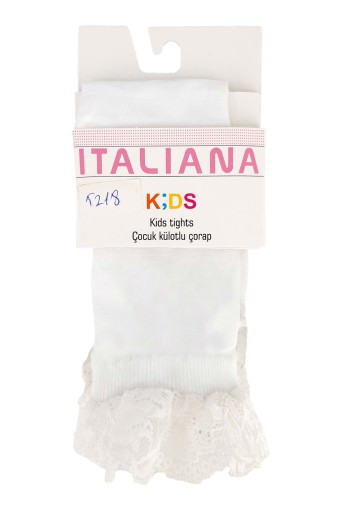 İTALİANA-DESENLİ - İtaliana Kız Çocuk Dantelli Dizaltı Çorap (1)