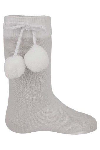 İTALİANA-DESENLİ - İtalina Kız Çocuk Ponponlu Dizaltı Çorap